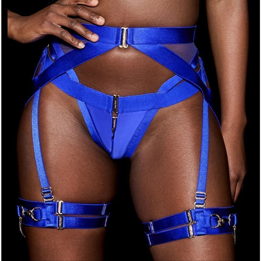 NWT Kukuro Electric Blue Garter Belt - Size S